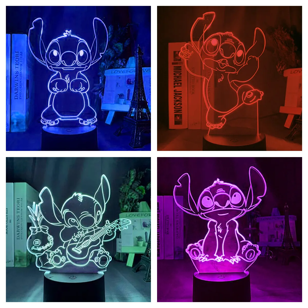 Disney-CAN o & Stitch Veilleuse pour Enfants, Lampe de Dessin Animé Mignon,  Anime Kawaii, Rose, Bleu, Décoration de Chambre, Cadeaux d'Anniversaire,  Jouets - AliExpress