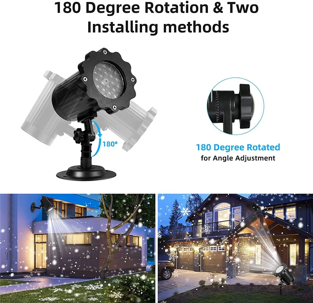 Proiettore Led Natalizio Con Fiocchi Di Neve, Impermeabile IP65, Con Telecomando, Per Esterno E Interno - 3