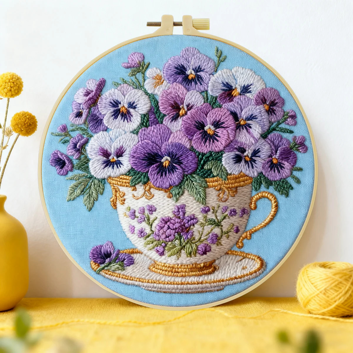 1 Stück 20X20CM/15X15CM 7,87/6,3 Zoll Blumen-Stickerei-Starter-Kit DIY-Kit DIY-Stickerei-Set Handarbeiten Nadelkunst Heimdekoration