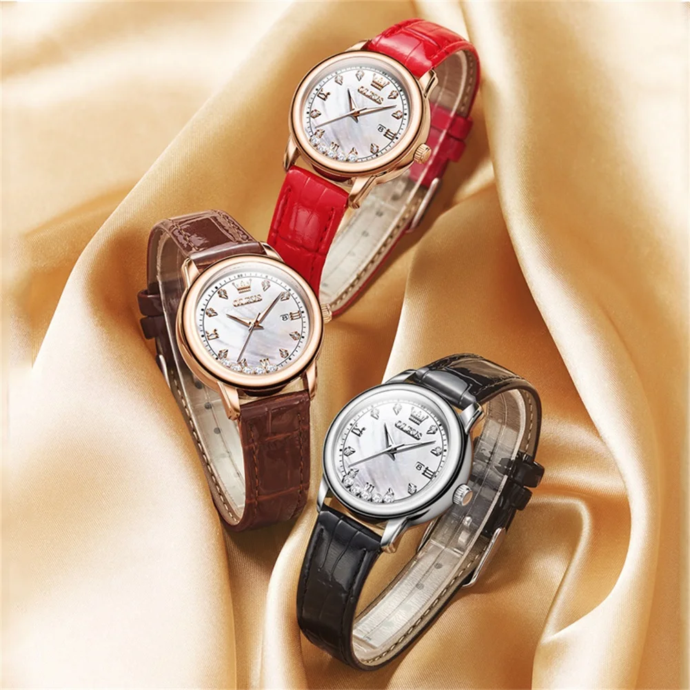 OLEVS Top Brand Luxury Leather Women Watches Fashion Waterproof Ladies Watch Woman Quartz Wrist Watch Relogio Feminino Montre