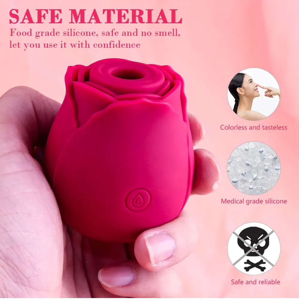 Rose Shape  Sucking Vibrator Intimate Nipple Sucker Oral Powerful Licking Clitoris Stimulation Massager_voghion.com