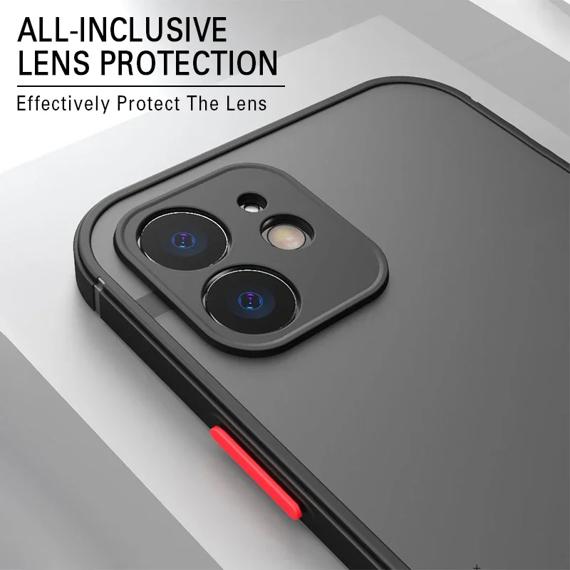 Luxury Matte Transparent Silicone Phone Case with Clear Hard Back Cover