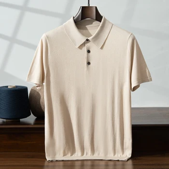ZOCEPT Polo in seta di gelso di alta qualità per uomo coreano Casual Solid Mens Polo New Summer Fashion t-shirt manica corta da uomo