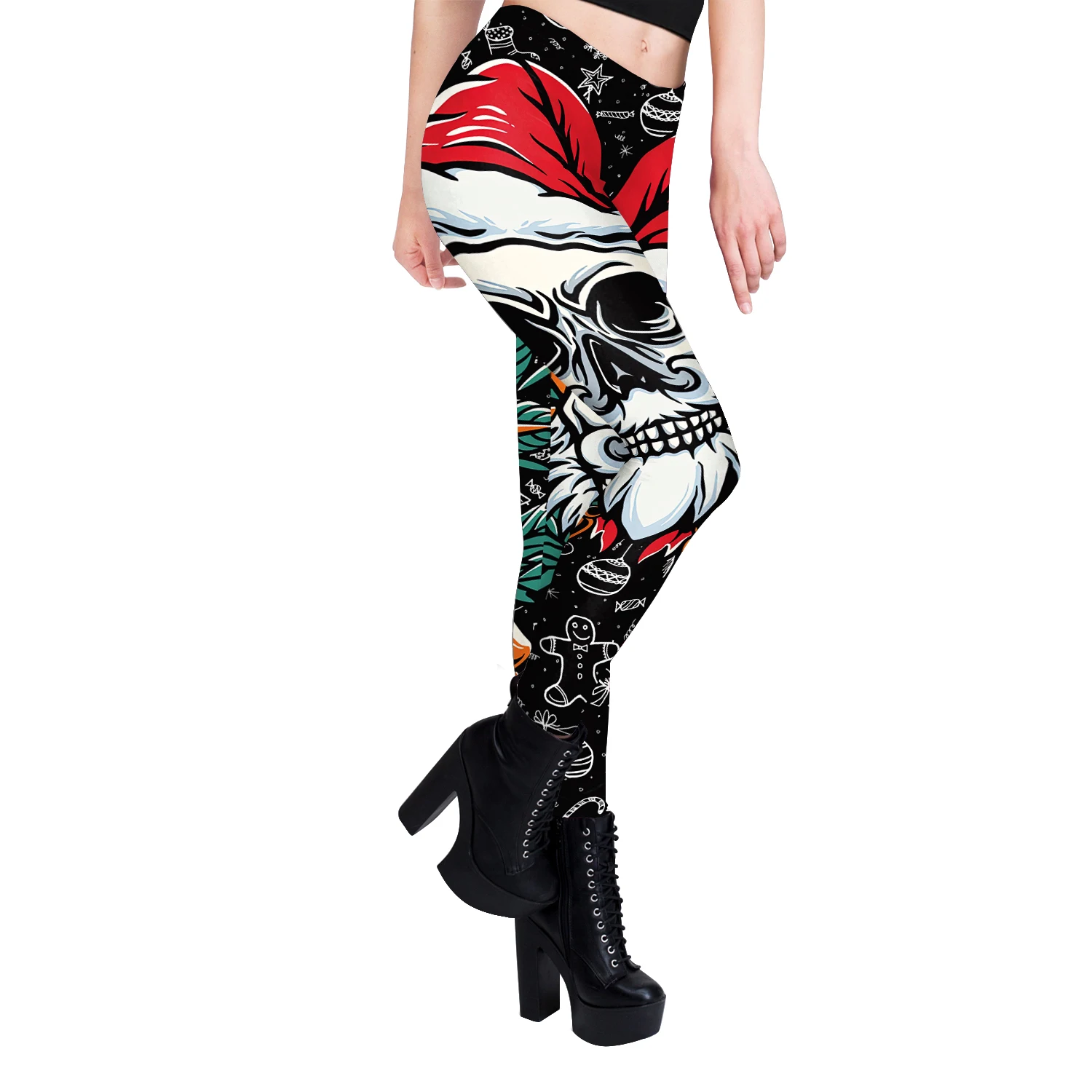 Leggings Santa Claus 3D Print Tights Pants Women Elastic Sexy Trousers Mid Waist Casual Streetwear Merry Christmas Holiday Gift