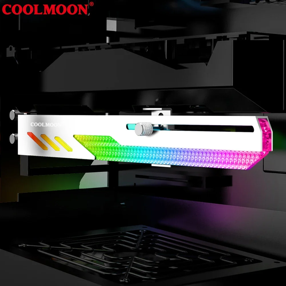 COOLMOON GT8 Graphics Card Bracket Horizontal GPU Support 5V ARGB Holder Computer Video Card Stand for ASUS/ASRock Motherboards 4