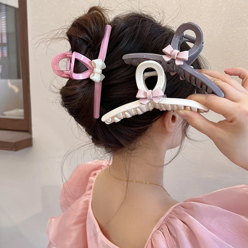 1pc Neue frauen Haar Clip Hinterkopf Clip Haar Zubehör Mode Shark Clip Einfache Bogen Haarnadel Haar Klaue frauen