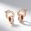 Boucles d'oreilles pendantes créatives et tendance en acier inoxydable avec chiffres romains et zircons, double anneaux croisés, pour femme, bijou de mariée, cadeau