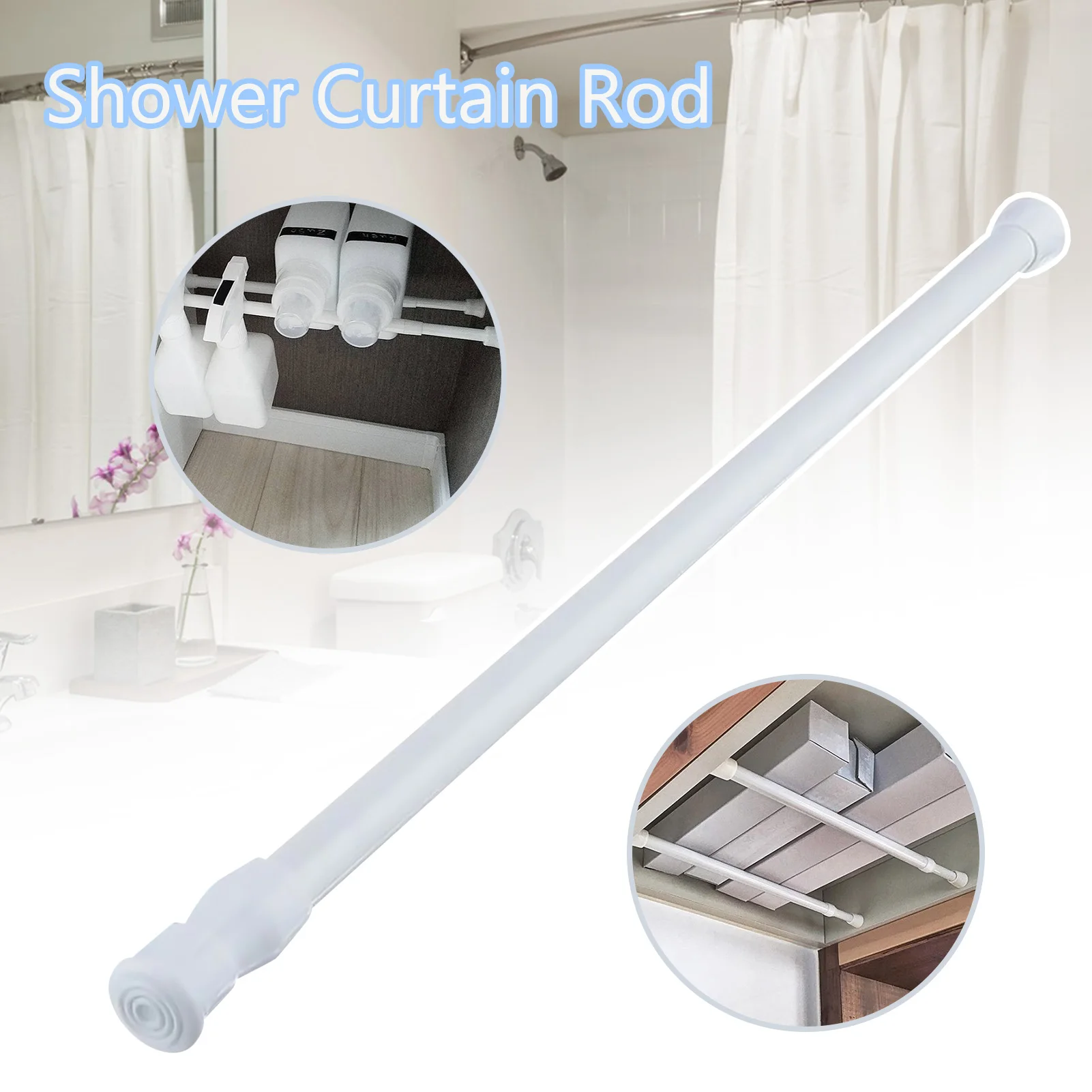 Telescopic Curtain Rod Rail Wardrobe Closet Clothes Towel Hanging Pole Bathroom Shower Clothes Hanger Towel Bar Saving Space 1