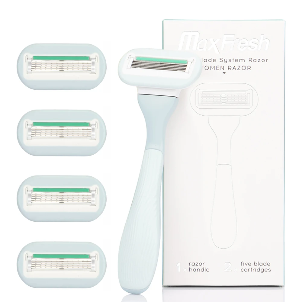MAXFRESH Women Face Razor 1 Metal Handle + 2 Blade Refills (5 Blades) Men Shaving Extra Smoothor Hair Removal Shaver | Красота и