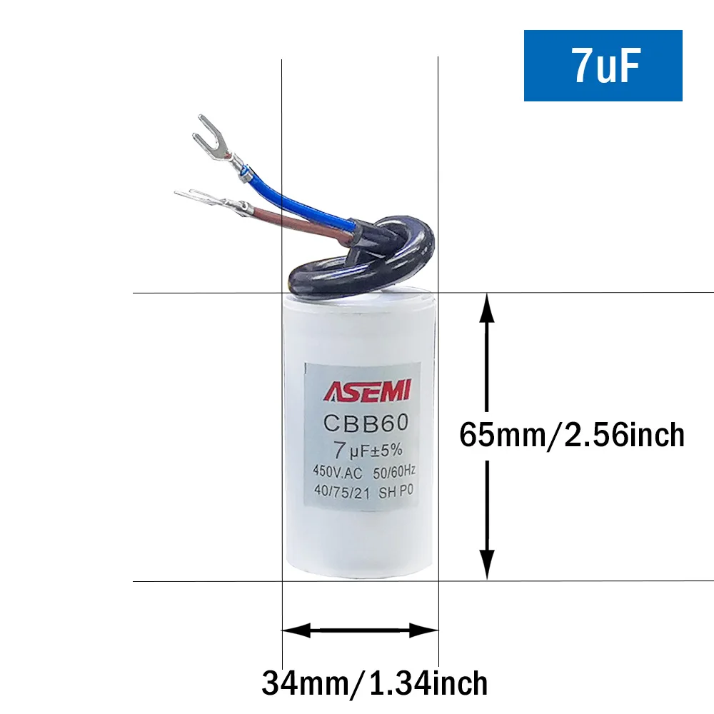 CBB60 7uF 450V Waschmotor Startkondensator Wasserpumpe Reparaturwerkzeuge – Detail 4