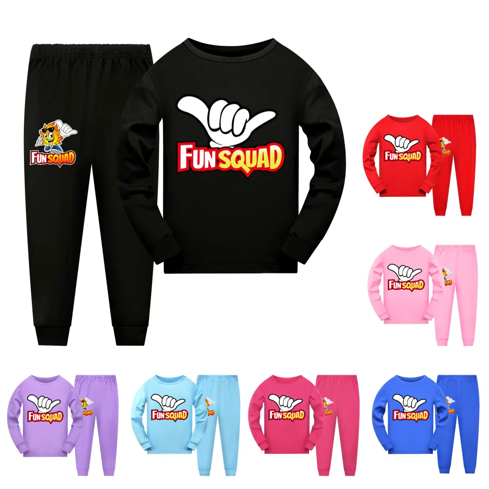 

2022 Boys Girls Clothes Fun SQUAD Gaming Children Home Service Suit Long-sleeved Tops+pants Pajamas Set 2piece Kids Sports suit