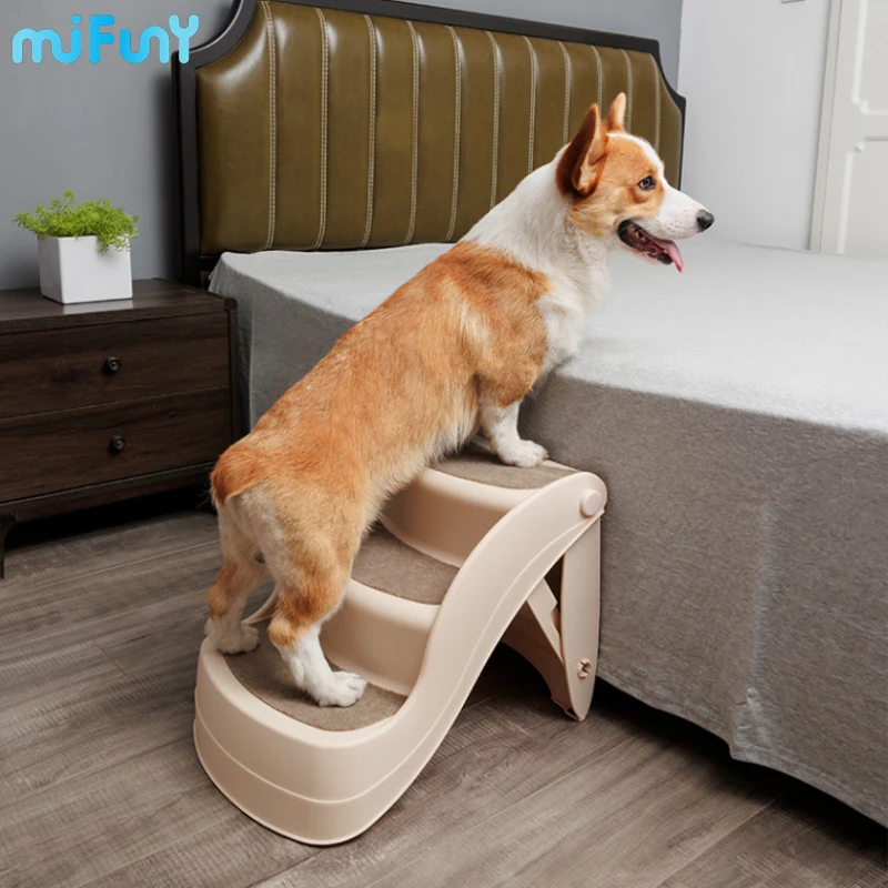 

MiFuny Fold Pet Stairway Training Dog Anti Slip Equipment Climbing Ladder Removable Waist Support Elderly Dog Pup Bed Dog Ladder