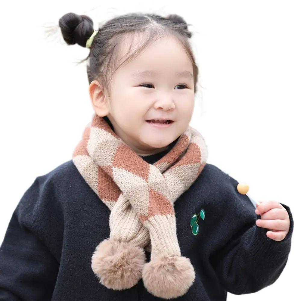 Bib Thermal Neck Warmer Thickening Windproof Boys Girls Knitting Scarf Cartoon Snap Fastener Children Kids Winter Scarves