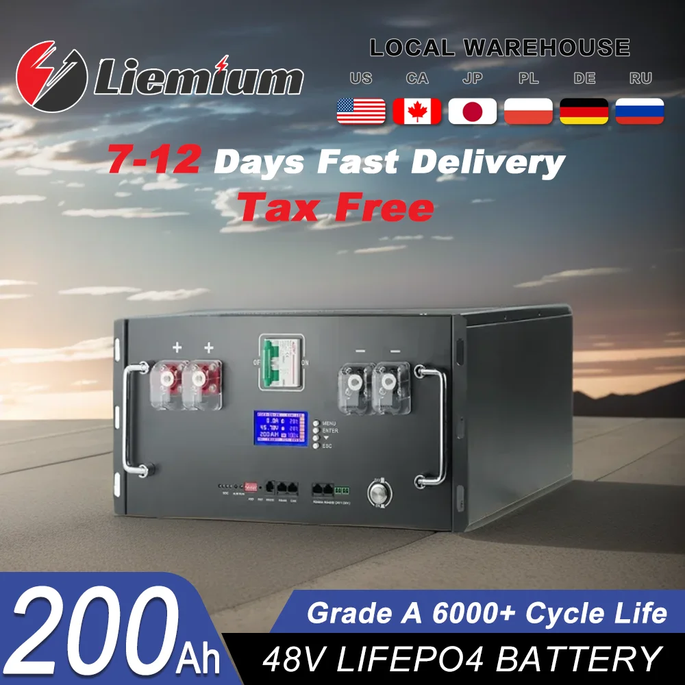 Lifepo4 48V 200Ah Pacco Batteria 51.2V 100Ah 120Ah 50Ah Batteria Al Litio 6000 + Cicli Per Casa Rv Solare Off-Grid 48V Lifepo4 Nessuna Tassa