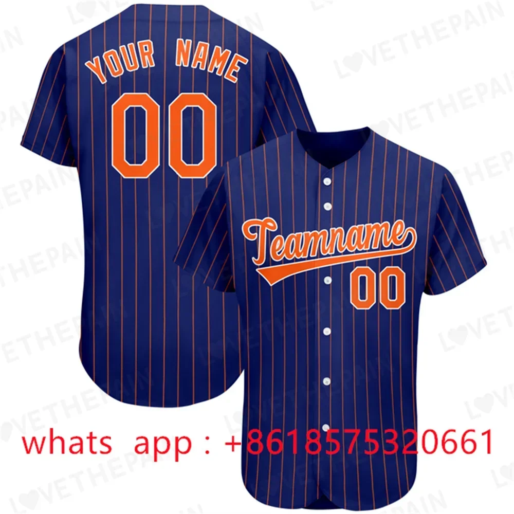 Baseball Jersey Print Personal Team Shirt Name Number Stripe Hip Hop Sportswear Baseball T-shirt Men/Women/Kids Clothing