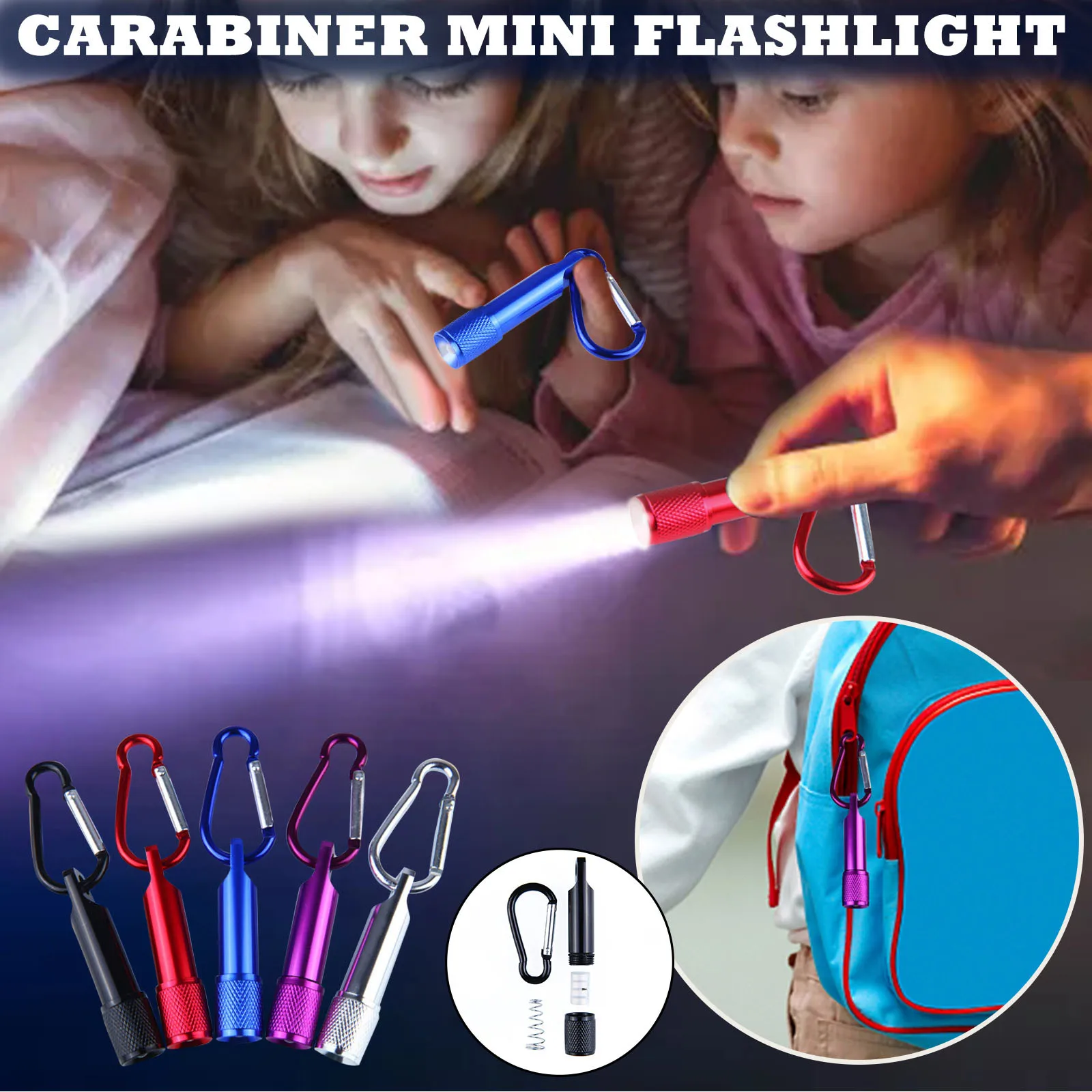 

Portable Mini Waterproof LED Flashlight Carabiner Daily Small Flashlight Long Durable Outdoors Colorful Gift Free Shipping