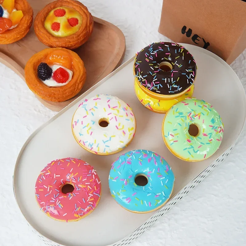 Food Model Food Photography Props Kitchen Food Toys Donut Photography Props 6pc Artificial Donuts Model Imulation Donut Fake Cake Bread Model PU Donut Dessert Baking Shop Display Photography Props Dessert