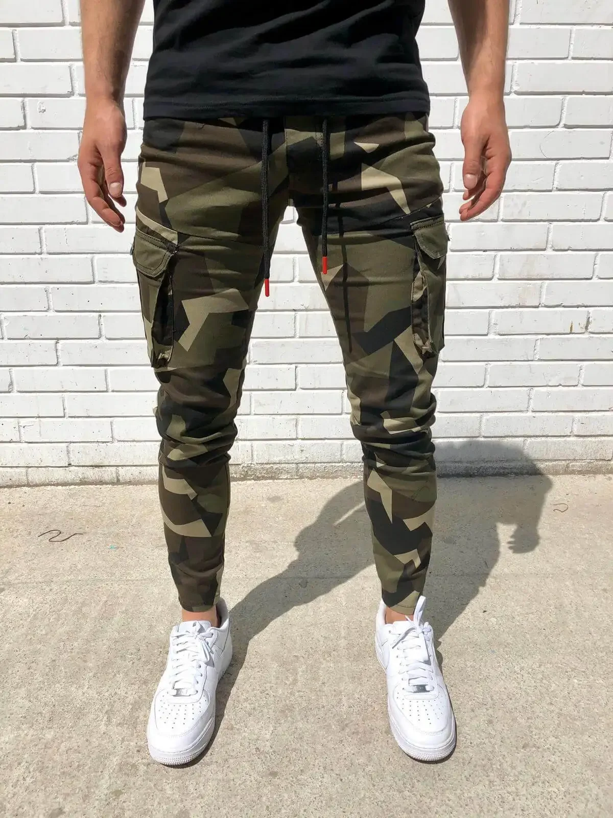 Camouflage Sports Pants Men's Fitness Running Training Trousers Plaid Casual Brothers Maze Patterned Exercise Long Trousers