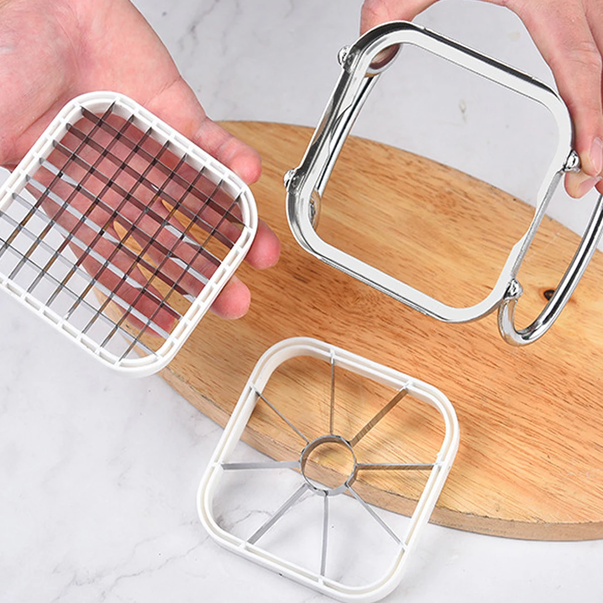 5 in 1 Stainless Steel Fruit Vegetable Slicer with Handle Manual Potato Cutter Labor-Saving Multi-Purpose Fruit Slicer