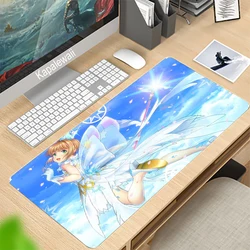 Grand tapis de souris de jeu lavable Cardcaptor Sakura, joli tapis de bureau avec bord de verrouillage pour clavier 