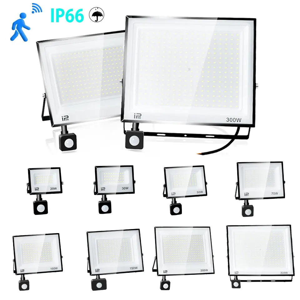 LED Motion Sensor Light LED PIR Motion Sensor Floodlight Outdoor Wall Light 150W 100W 50W 30W 20W IP66 Waterproof Spotlight For Garden led motion sensor light
