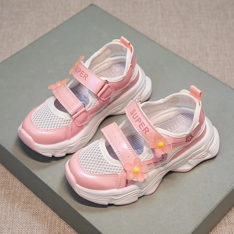 Girls Summer Sandals Non Slip Cut Out Flowers Walking Shoes