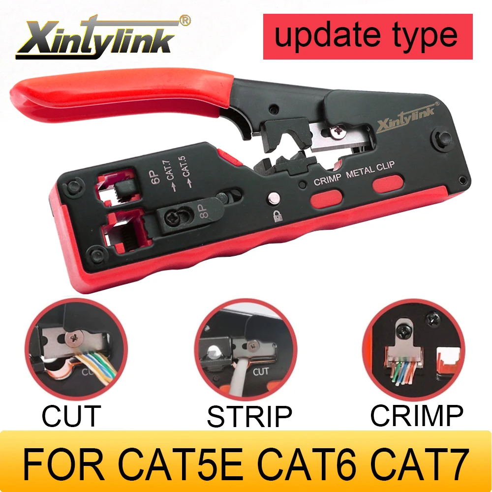 

New 2024 CAT5 CAT6 CAT6A CAT7 CAT8 Crimping Pliers rj45 crimper network tool stripper cutter ethernet cable clamp lan kit strip