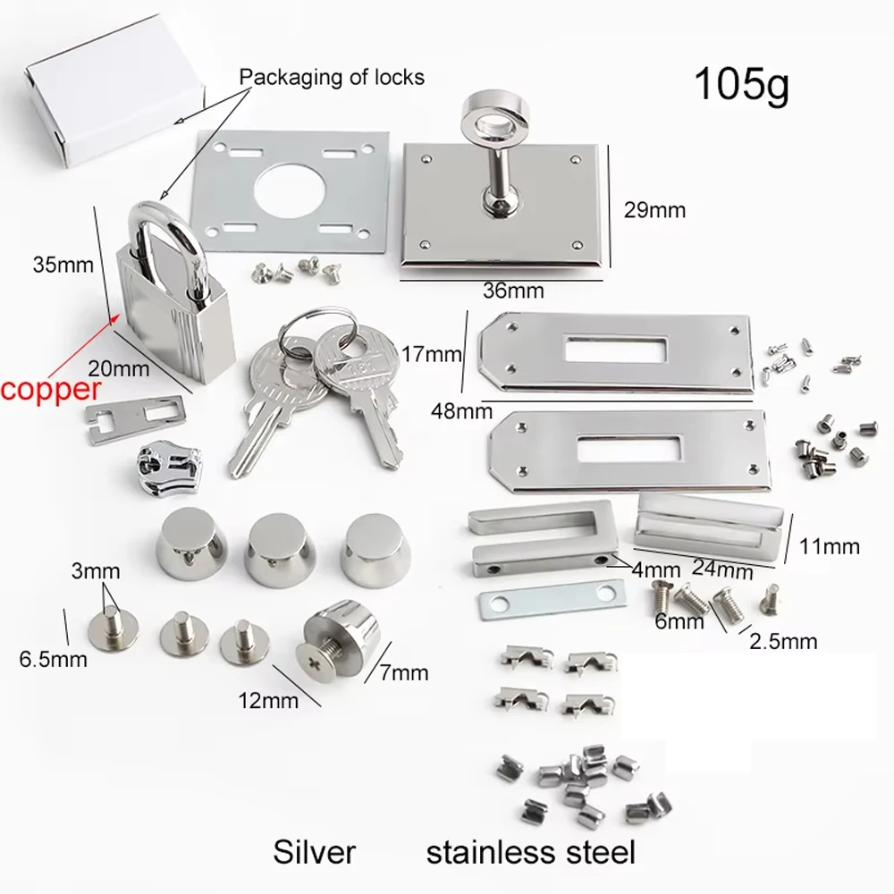 2-10Sets Stainless Steel Metal Clasp Turn Locks With Key Twist Lock For Handbag Shoulder Purse Closure Bags Hardware Accessories