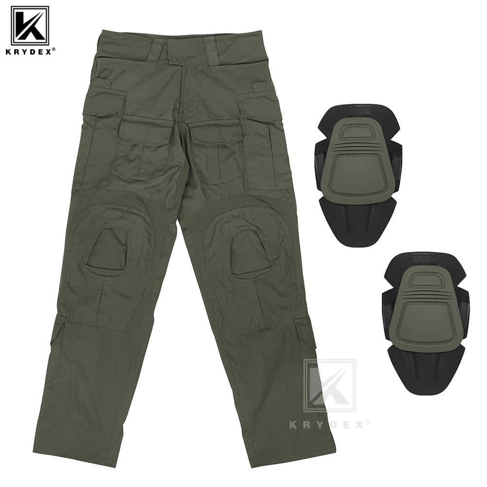 Pantalon combat G3 KRYDEX pêche outdoor genouillères tactique rayures tigre kaki