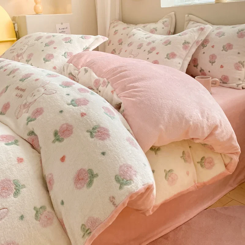 

Milk Velvet Duvet Cover Single Piece Winter Thickened Coral Velvet Duvet Cover Single Product Warm Flannel Duvet Cover Wholesale