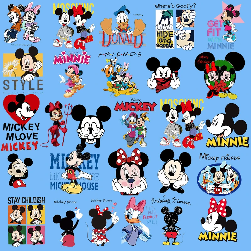 Minnie Mickey Mouse Patches for Clothes T Shirts Fashion Disney Iron-on  Transfers for Clothing Heat Transfer Stickers Appliqued