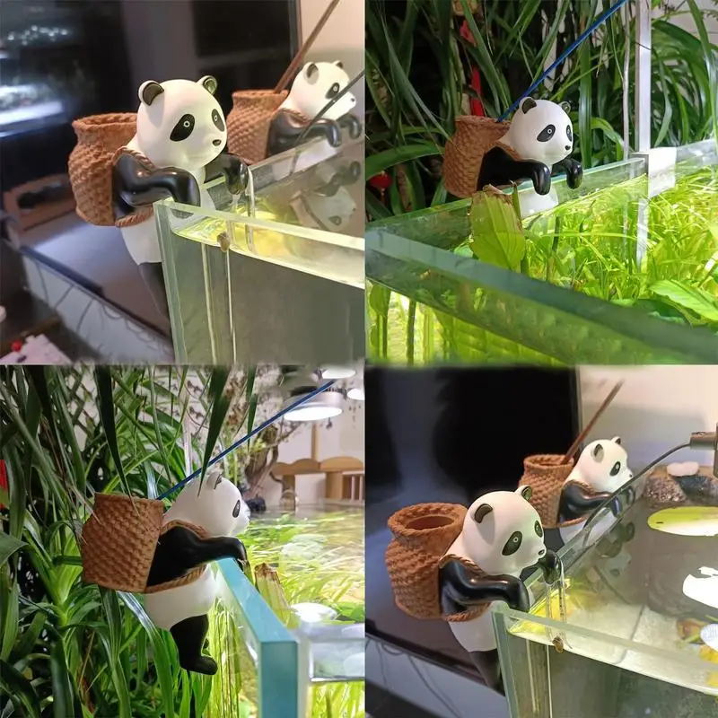 

Fish Tank Decoration Panda Basket Aquarium Hangings Cute Panda Multipurpose PVC Adorable Crafts For Fish Tank Ornaments Decors