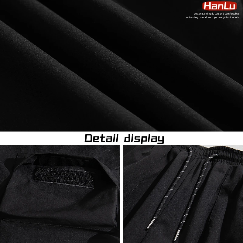 2023 Summer New Japanese Style Large Size Pocket Cargo Shorts Men Loose Knee Length Pants Hip Hop Streetwear Male Short Trousers