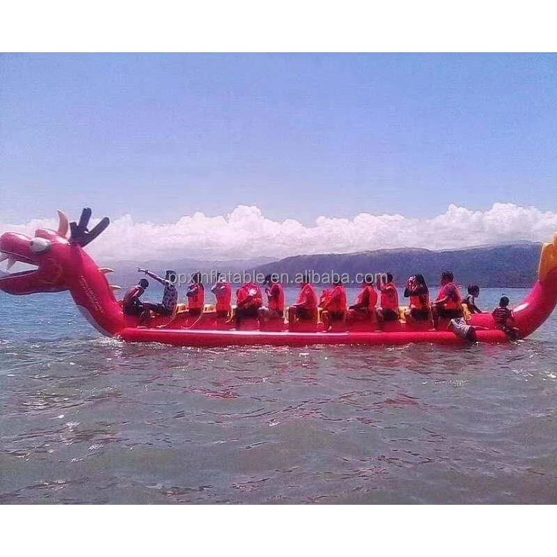 Hot Sale Entertainments Double Line Ocean Rider Inflatable Banana Boat Fly Fish Inflatable Towable Boat Toy Red Dragon