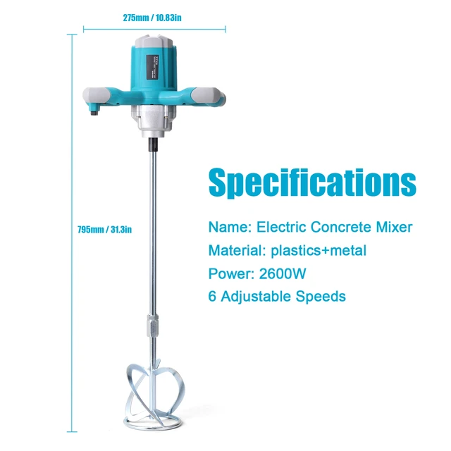  2600W Electric Hand-Held Cement Mixer Stirring Tool