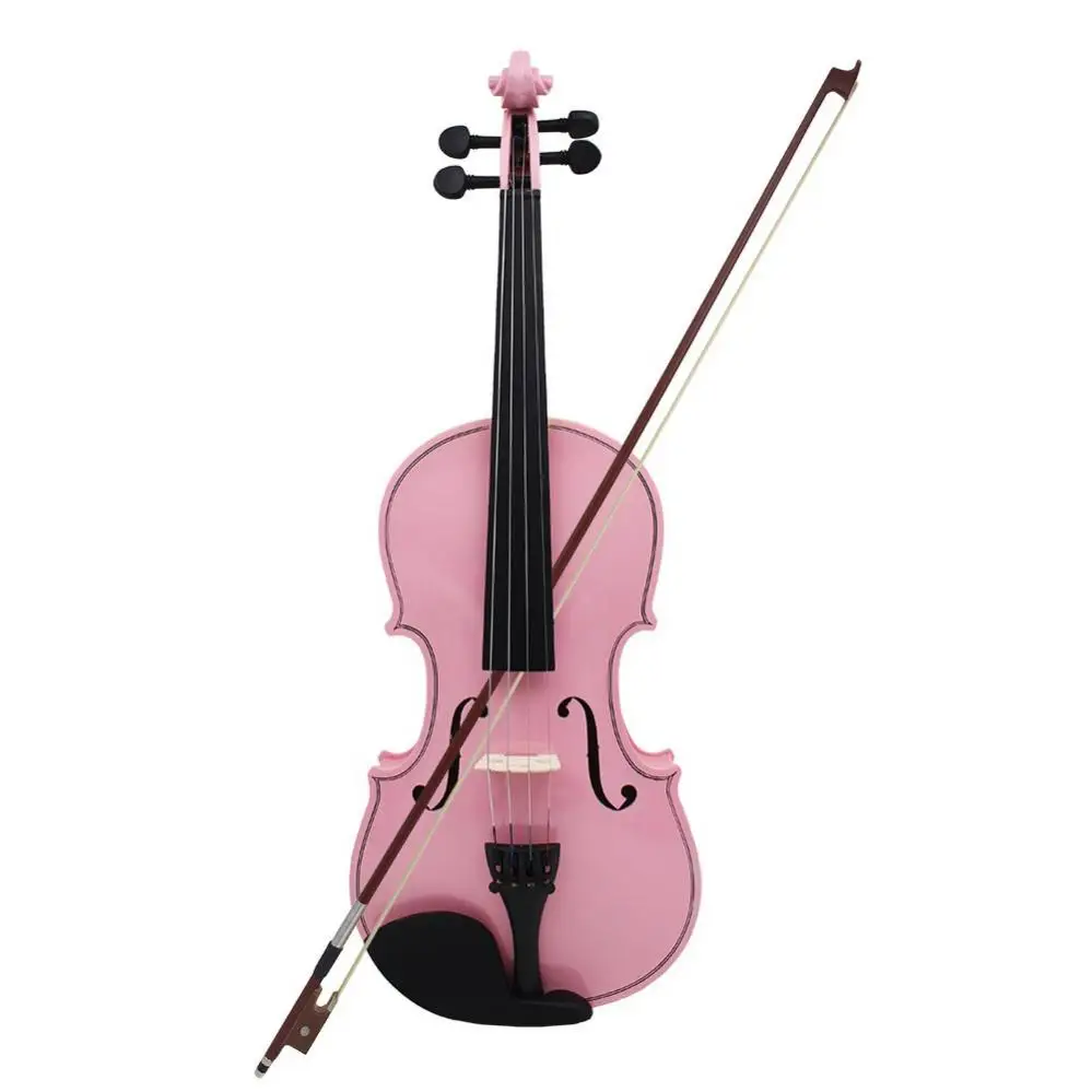 4/4 Full Size Solid Wood Acoustic Violin Violin Beginner with Bow & Case White / Blue / Pink Colors Fiddle