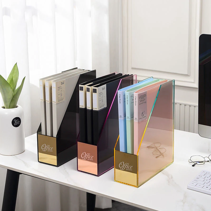 

A4 Size Clear Acrylic Stackable Document Organizer Color Desk Letter Tray Office Desktop File Paper Holder Book Storage Rack