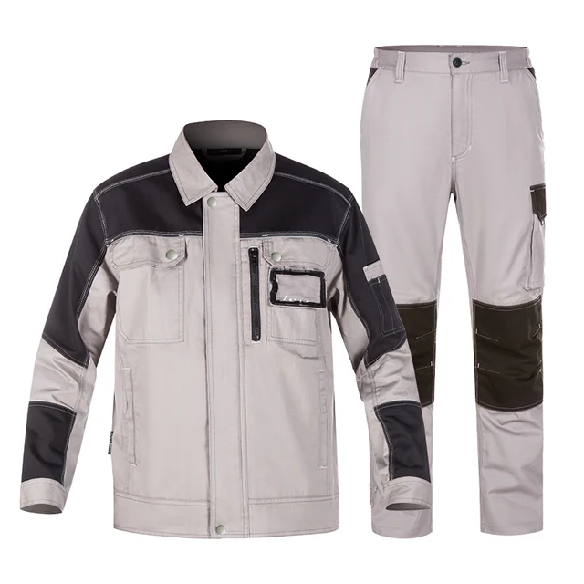Men's Work Jacket Pants Working Grey Black Workwear Suit