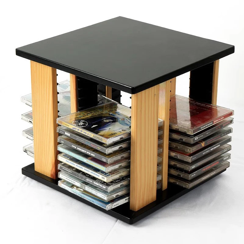 Minicadena Cute Cd Organizer Rack Storage Retro Display Capacity Stand Luxury Portable CD Rack Insert Porta Cd Music Decoration