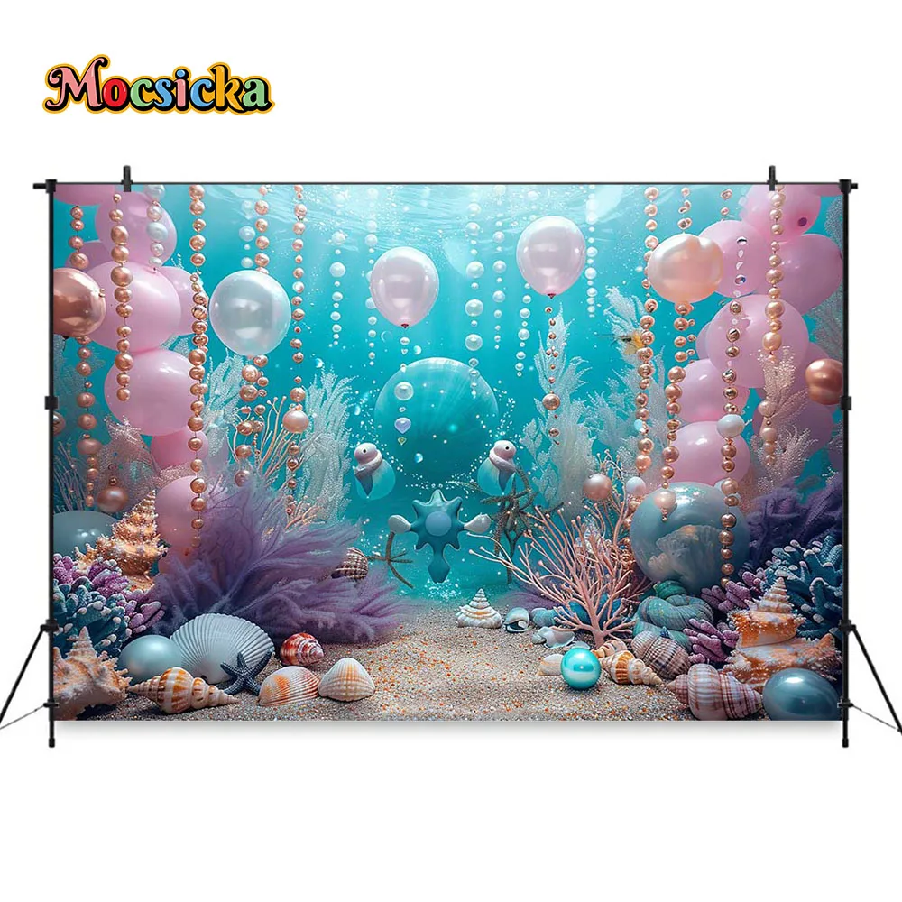 7x5ft Under The Sea Backdrop Colorful Reefs and Algae Decoration Un