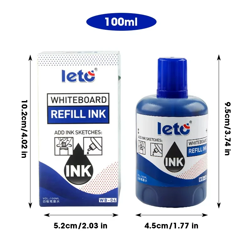 Set di ricarica per inchiostro per pennarelli per lavagna da 1 scatola da 100 ml - Confezione di colori assortiti di rosso blu nero verde - Compatibile con tutti i Whiteb cancellabili - immagine 6