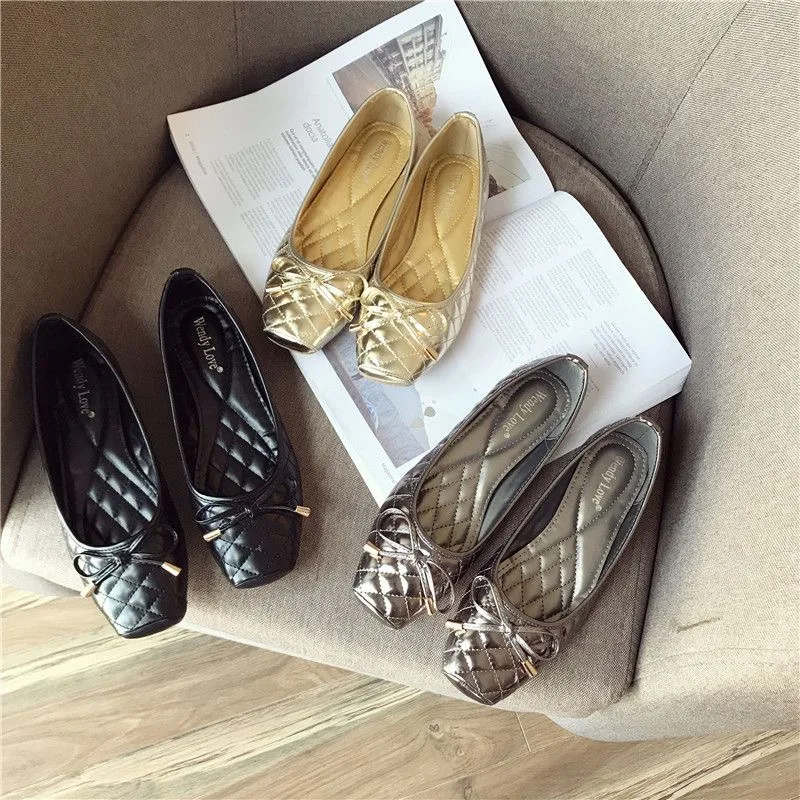 2024 Spring Summer Shoes Women Flats Square toe Soft Ladies