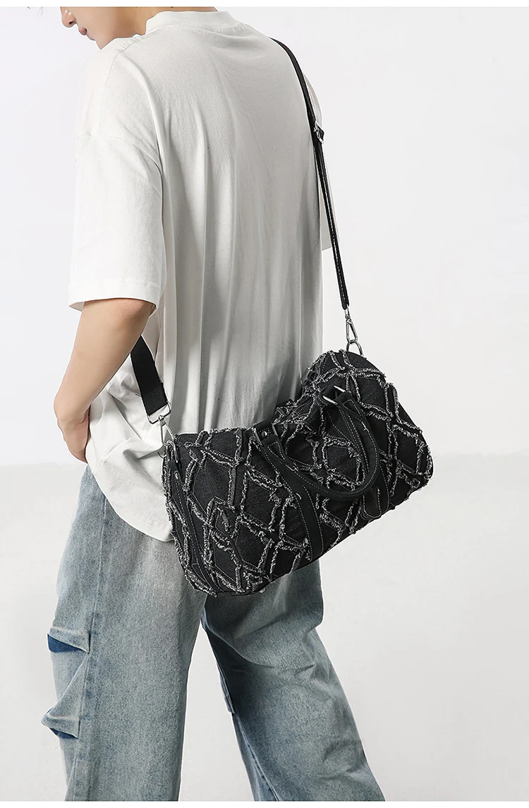 2025 Neuer Stil Personalisierte Retro-Denim-Handtasche, Patchwork Distressed Große Reisetasche, Modische Vielseitige Umhängetasche – Detail 23