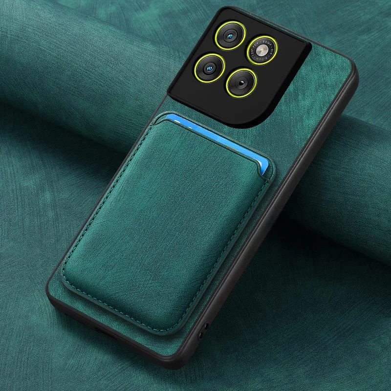 Magnetic Leather Wallet Case with Card Slot and Pocket