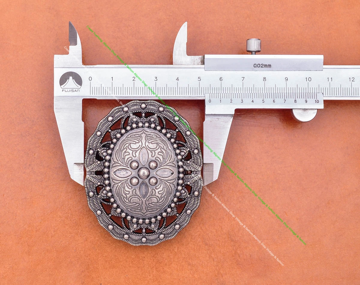Massive Vintage Silberne Große Ovale Amerikanische Western Indian Art Blumen Rodeo Cowboy Lederhandwerk Gürtelschnalle Ersatz Passend für 40mm – Detail 10