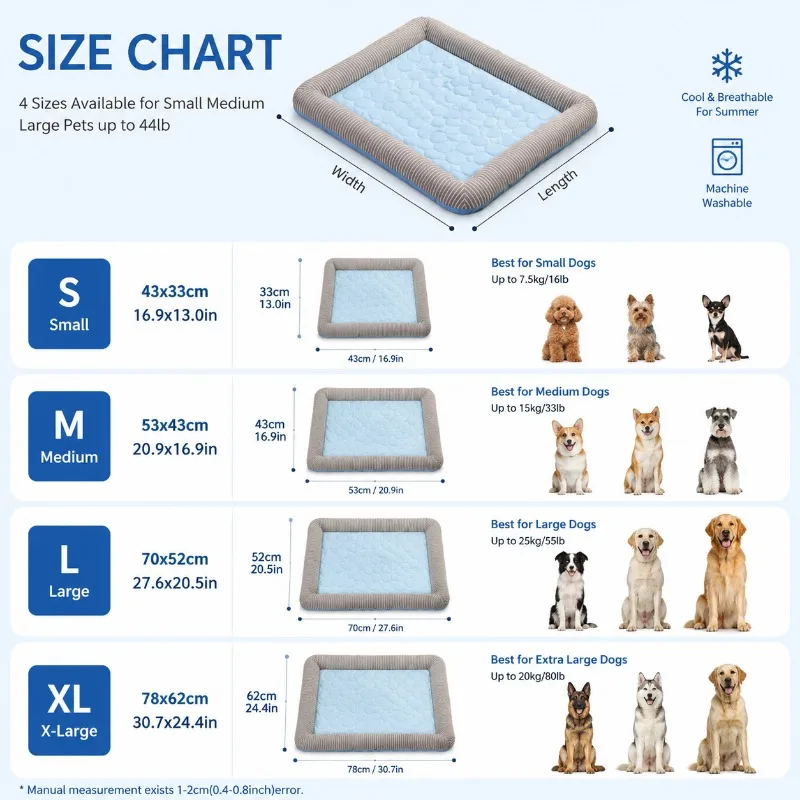 Square Cooling Puppy Bed Breathable Soft Dog Sleeping Pad Cool Mat Pet Blanket Ice Silk Material Soft for Summer Sleeping 2