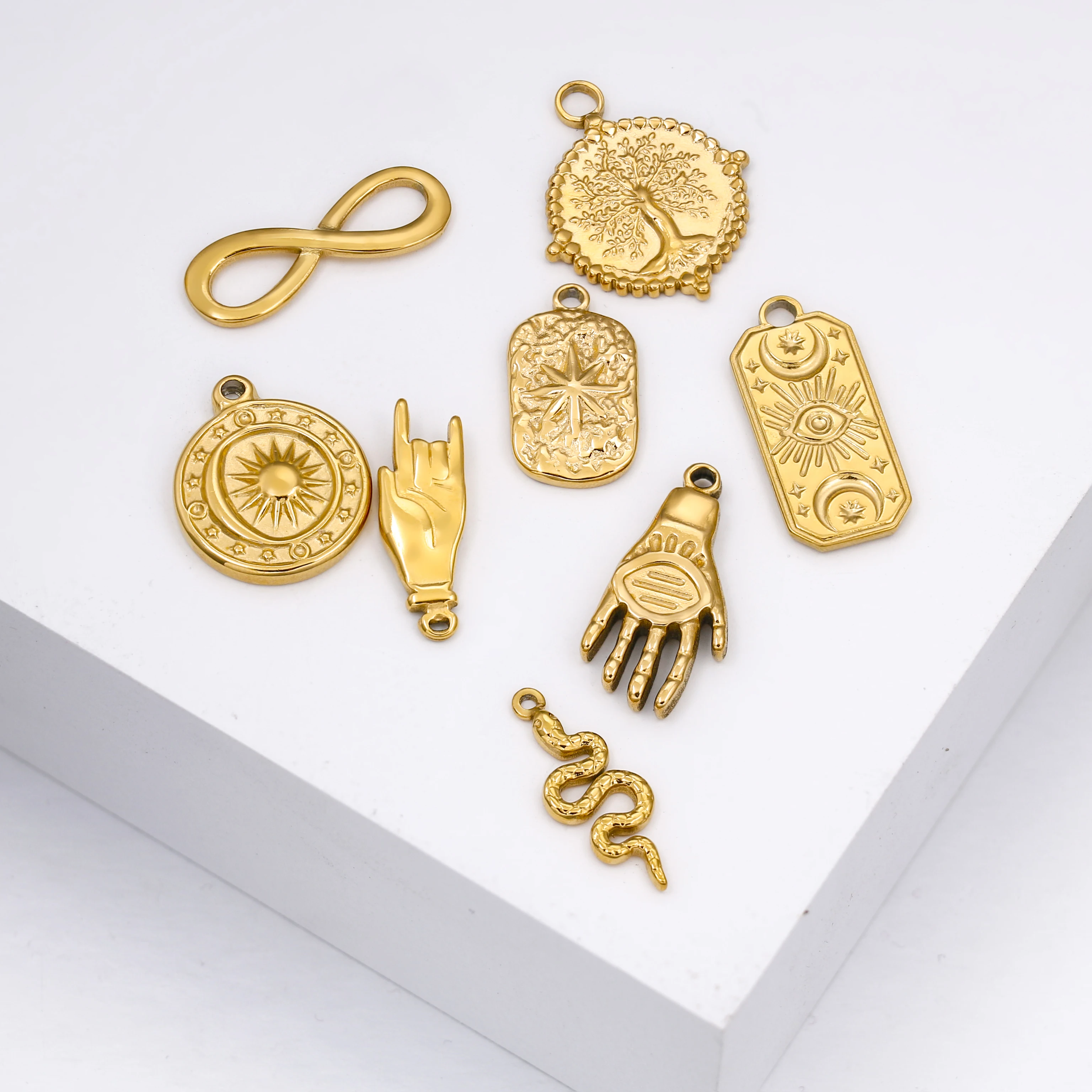 3 teile/los Edelstahl Öldruck Sonne Mond Sterne Charms Anhänger Für DIY Mode Halskette Armband Ohrring Schmuck Zubehör – Detail 7