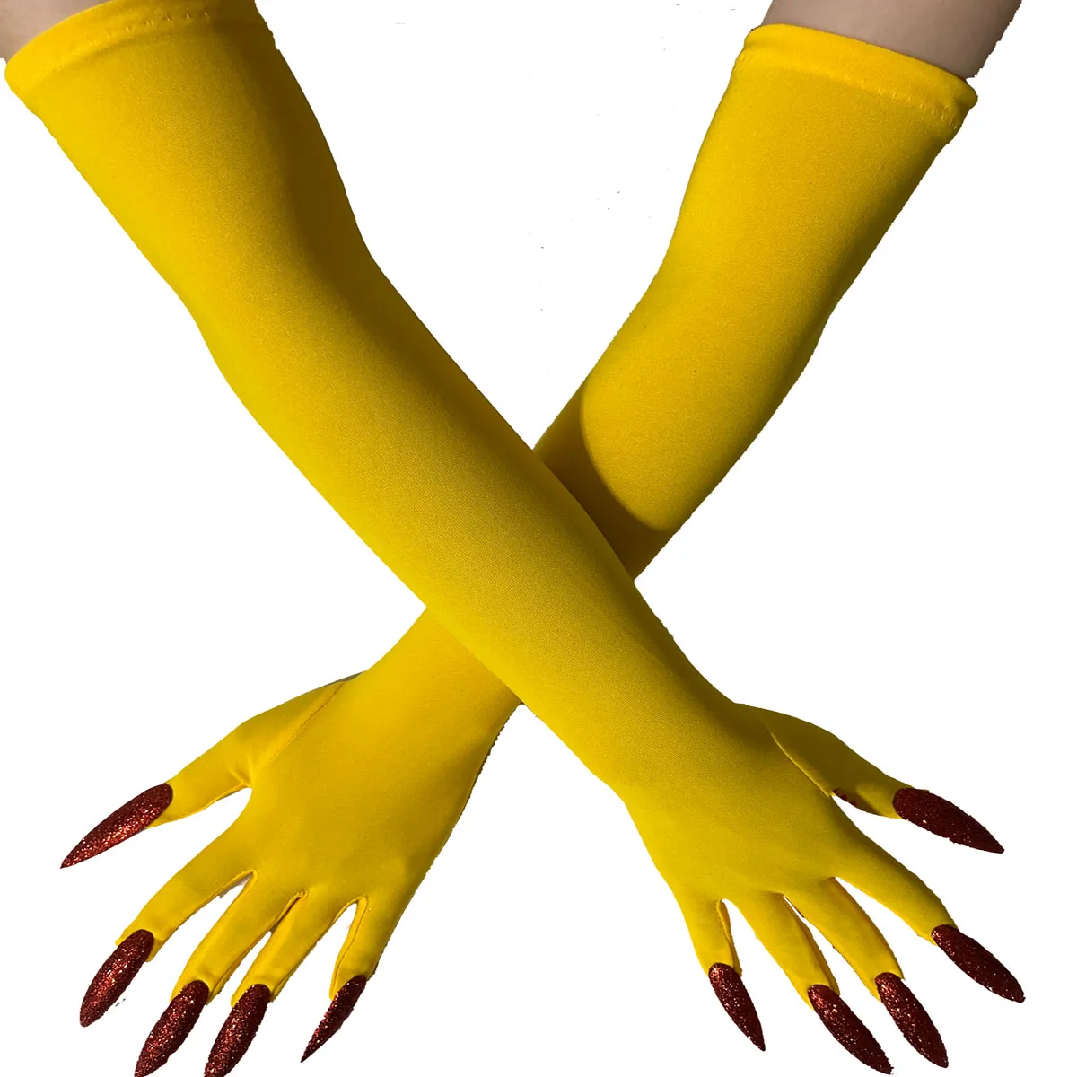 Halloween Ghost Claw Gloves - Cosplay Dress Up with Black Long Nails
