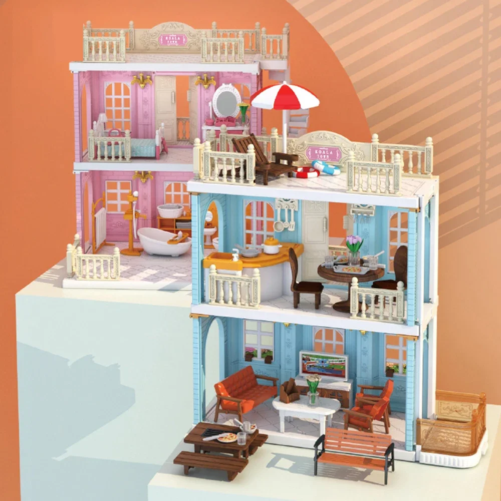 

Miniature Dollhouse Kit Kada Town 1/12 Tiny Playhouse Model Bathroom Bedroom Kitchen DIY Handmade Swimming Pool for Girl Toy