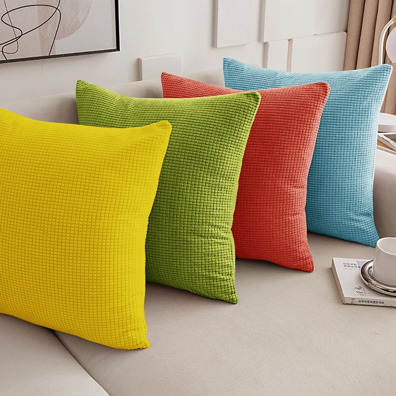 40x40 45x45 50x50 Solid Color Jacquard Pillow Cover for Sofa Office Waist Cushion Cover Home Decorative Pillowcase Decoration 5